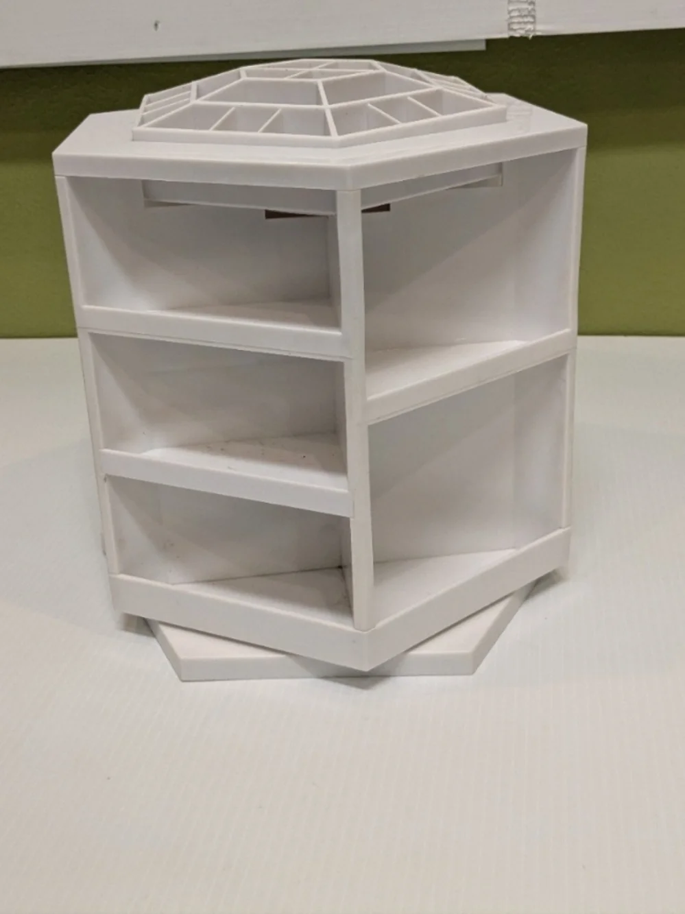 0626 Tall White Rotating Hexagonal Makeup Organizer